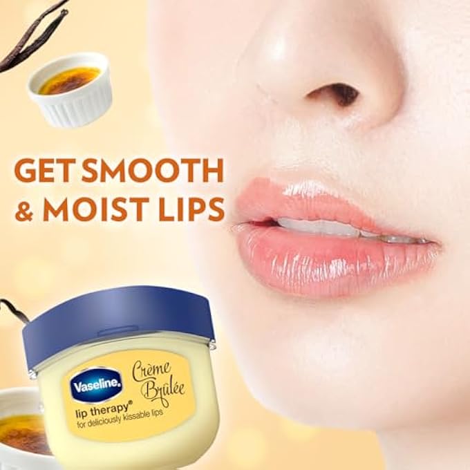 Vaseline LIP CARE CRME BRULEE LIP BALM TUB WITH PURE JELLY & CRME BRULEE FOR DELICIOUSLY KISSABLE LIPS| NOURISHES & PROTECTS LIPS| NON-GREASY LIP MOISTURIZER FOR NATURALLY TINTED LIPS| 7 GM - Image 4